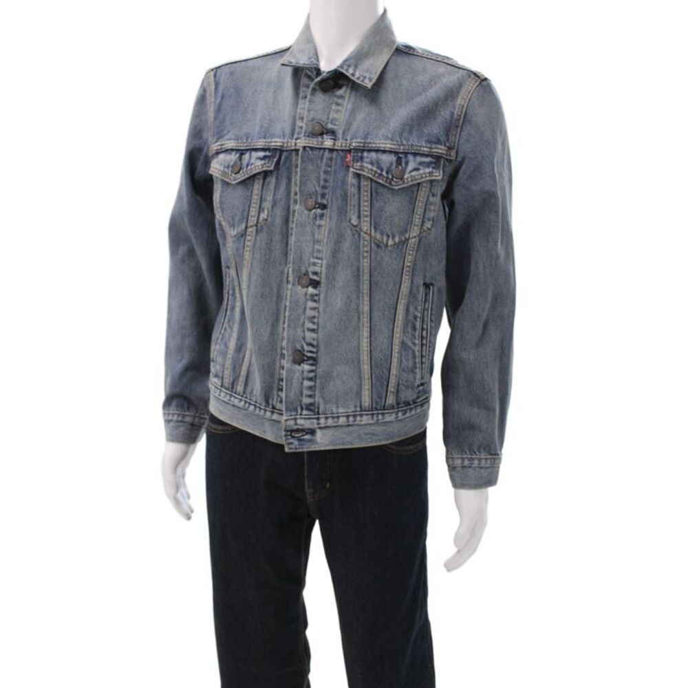 Levi Strauss & Co Mens Denim Jacket Blue Cotton Button Solid Fall Size S